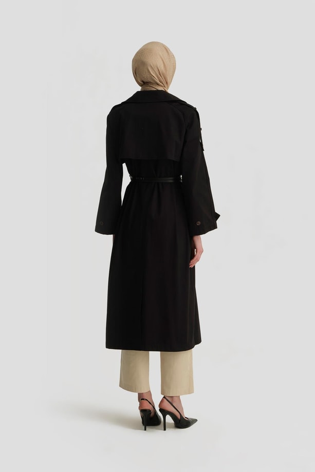 Armine Kemerli Trençkot 25Y7813 Siyah