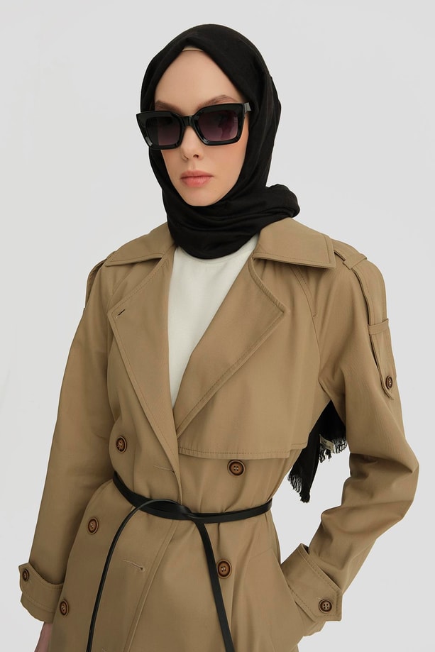 Armine Kemerli Trençkot 25Y7813 Vizon