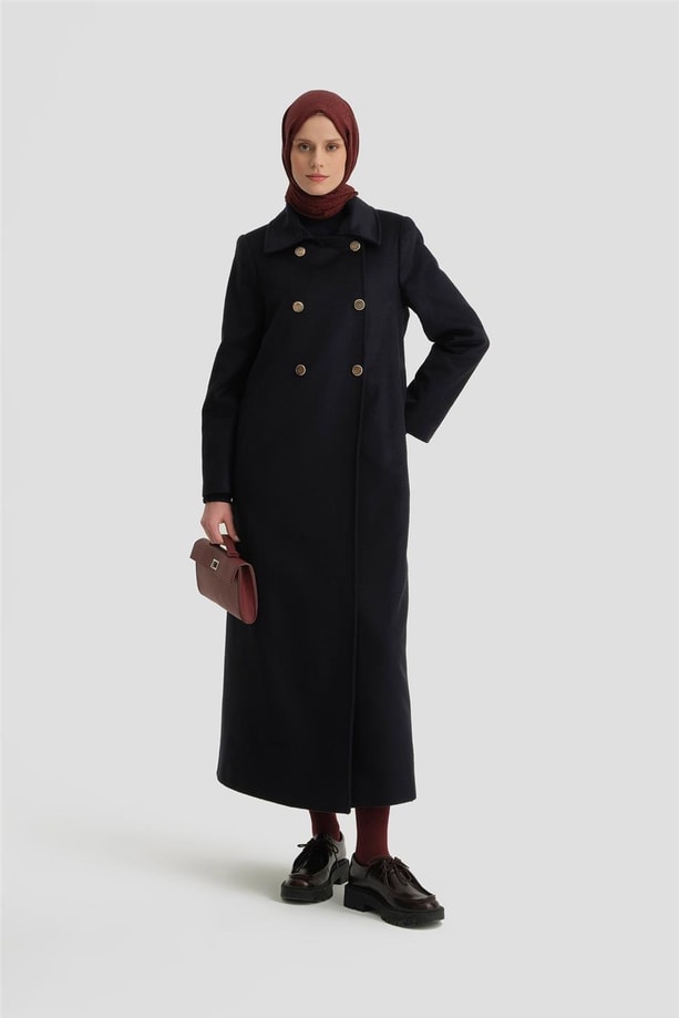 Armine Kruvaze Manto 24K8100 Lacivert