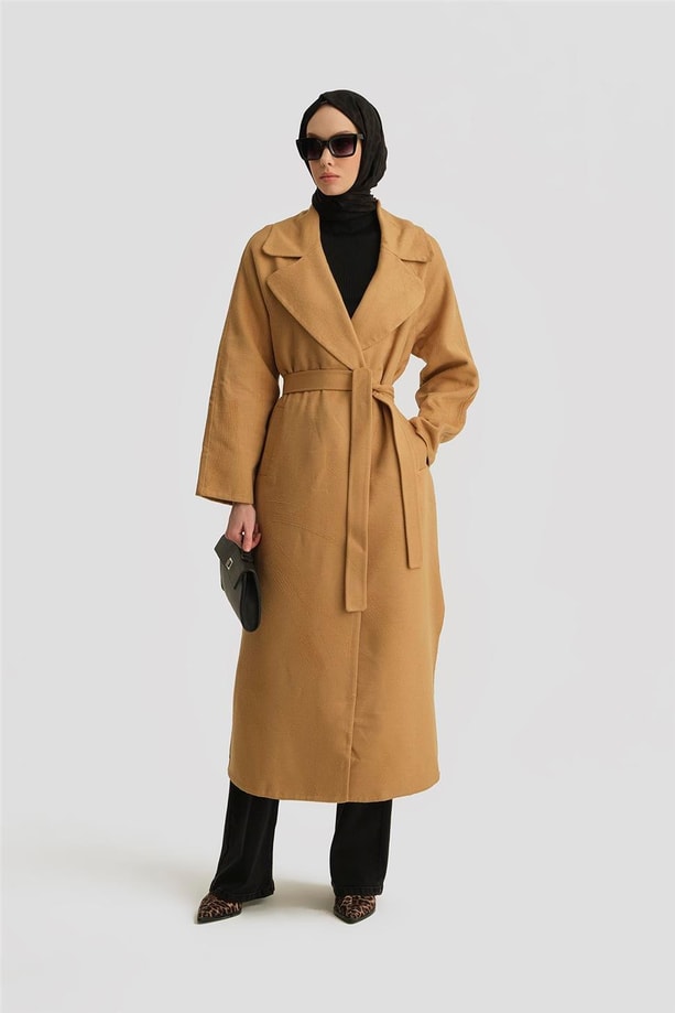 Armine Erkek Yaka Handmade Manto 24K8110 Camel