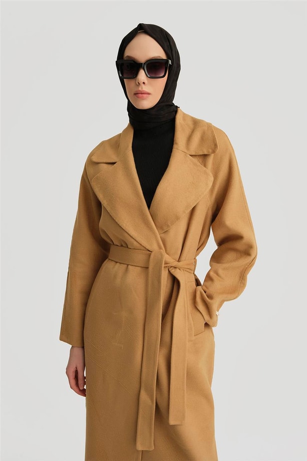 Armine Erkek Yaka Handmade Manto 24K8110 Camel