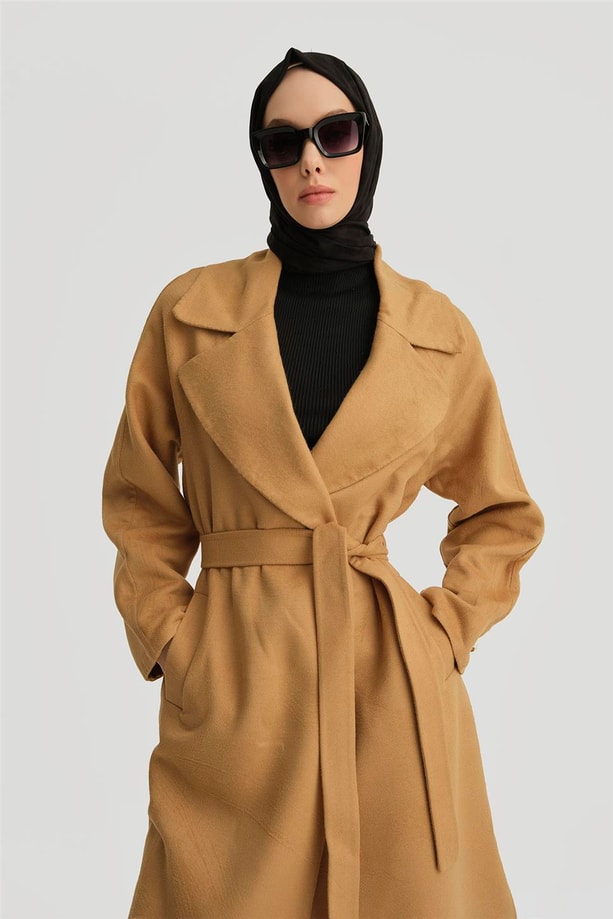 Armine Erkek Yaka Handmade Manto 24K8110 Camel