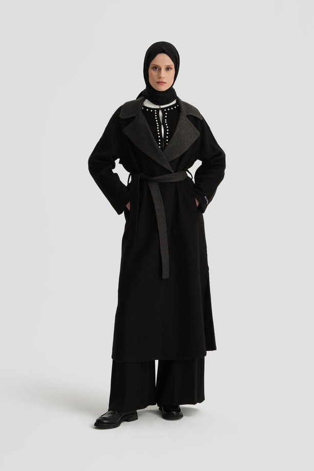 Armine Erkek Yaka Handmade Manto 24K8110 Siyah