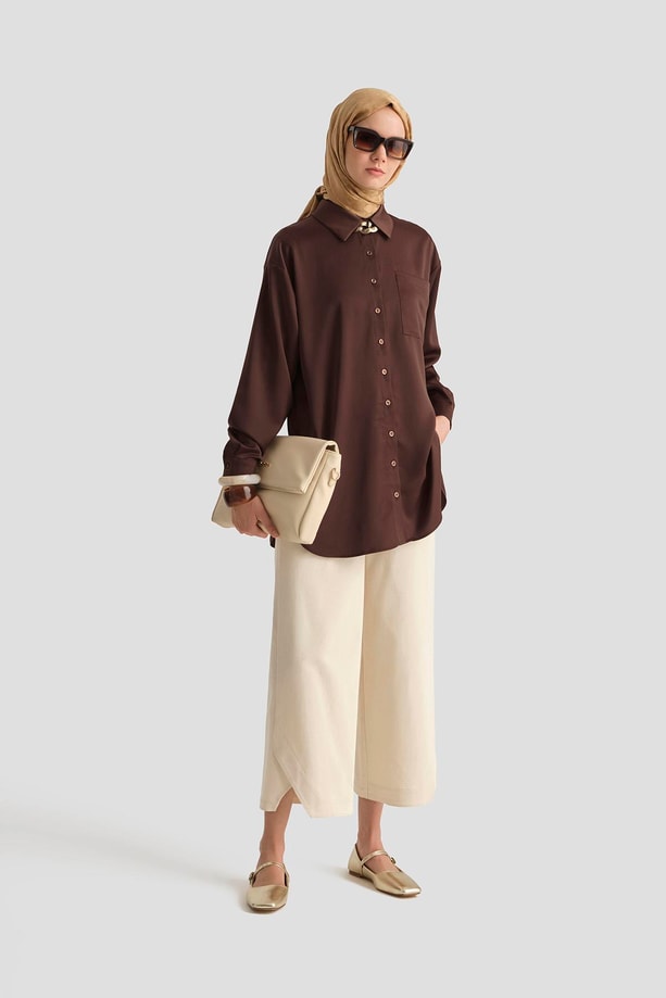 Armine Basic Gömlek 24KD9240 Acı Kahve