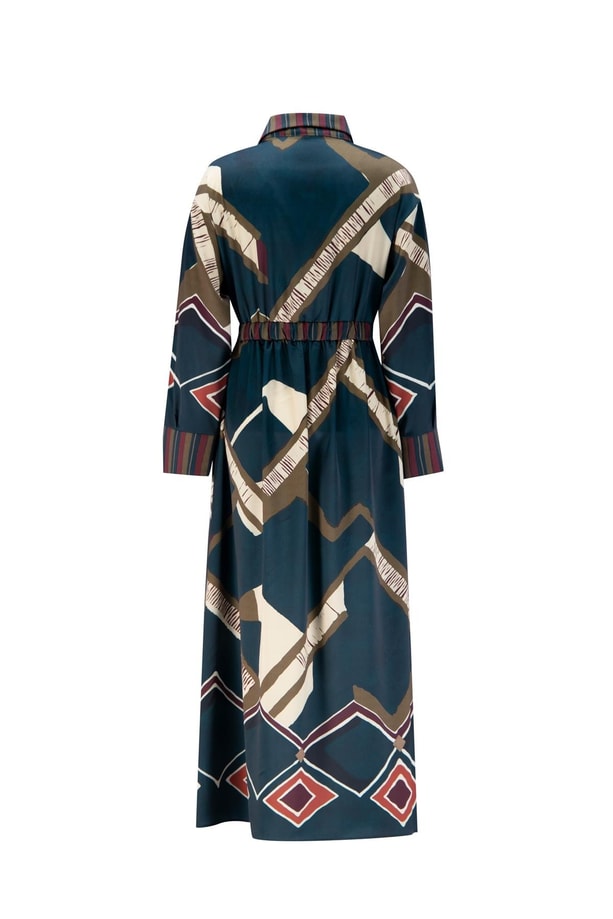 Armine Geometrik Desenli Elbise 24K9911 Petrol