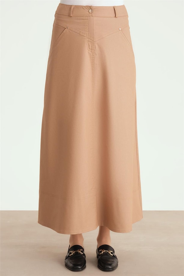 Armine Denim Kloş Etek 24Y1604 Camel