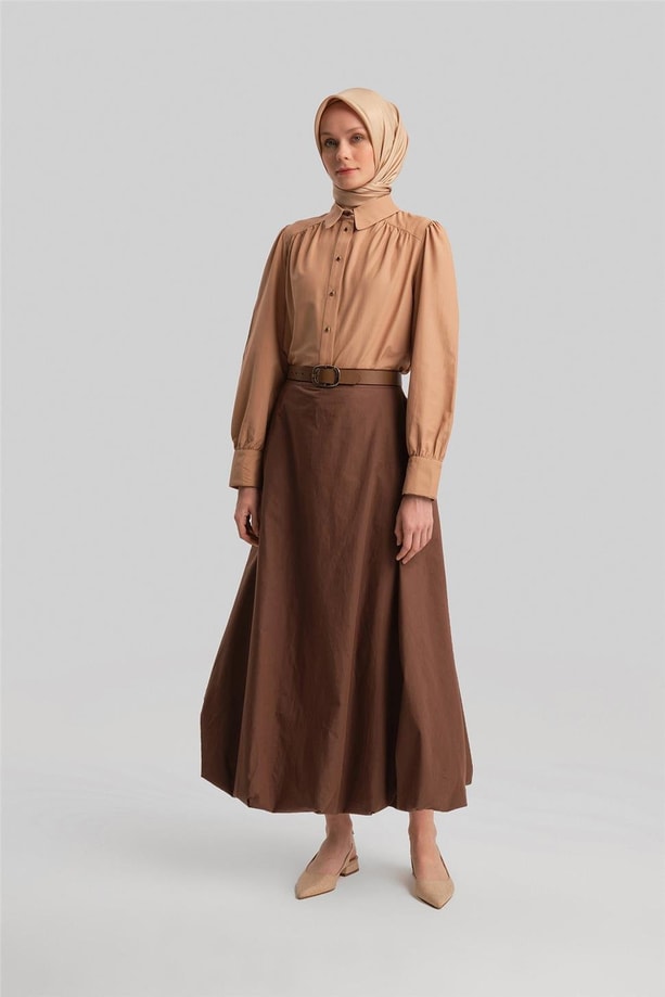 Armine Balon Etek 24Y1641 Kahverengi