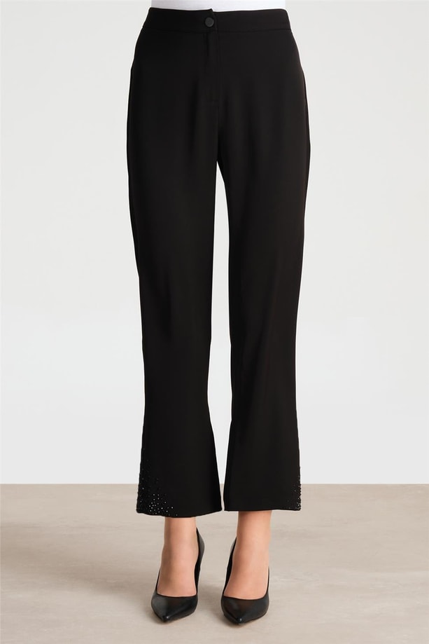 Armine Paçası Taş Yapıştırmalı Pantolon 24Y2607 Siyah