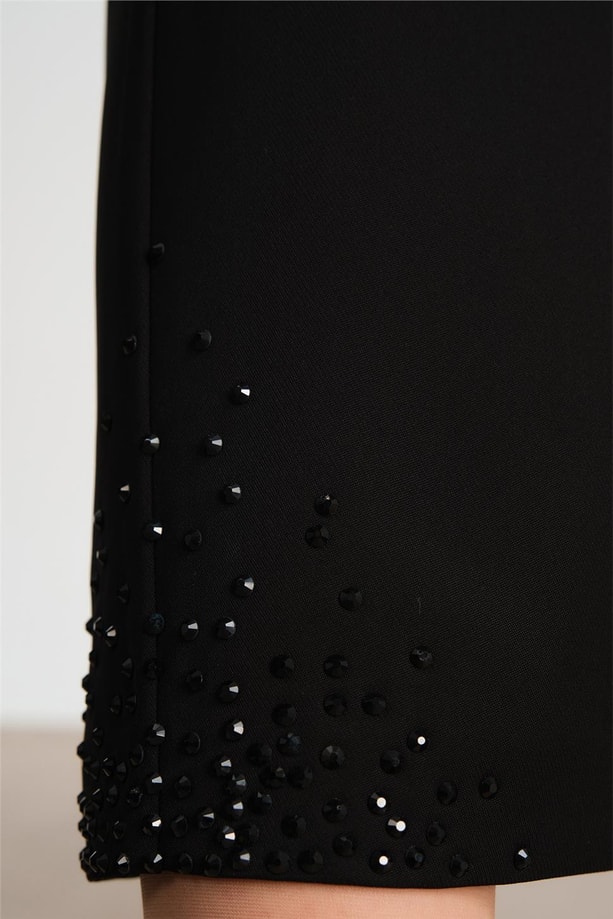 Armine Paçası Taş Yapıştırmalı Pantolon 24Y2607 Siyah