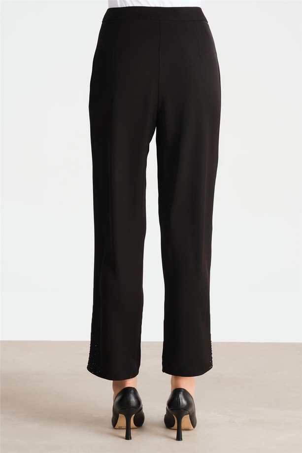 Armine Paçası Taş Yapıştırmalı Pantolon 24Y2607 Siyah