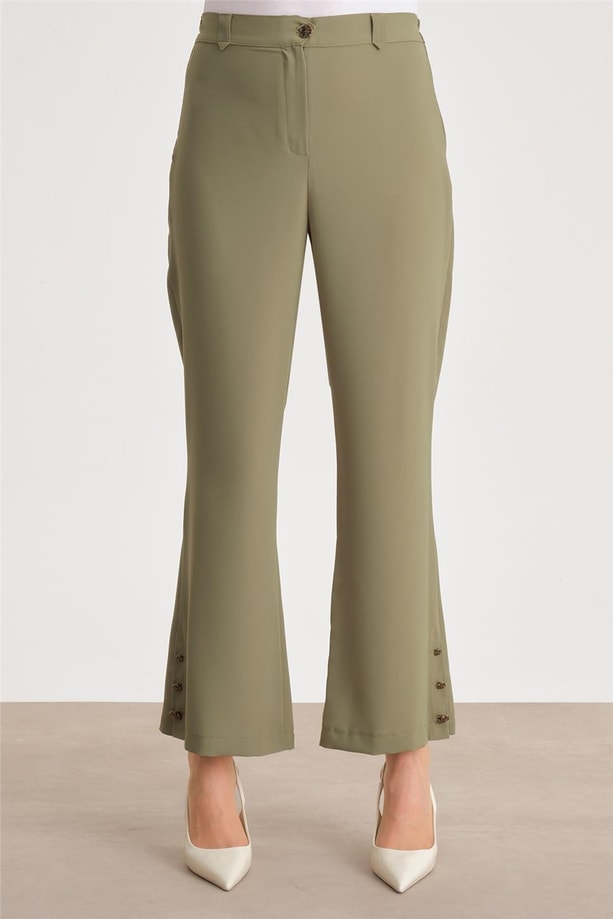 Armine Paçası Düğmeli Flare Pantolon 24Y2611 Yeşil