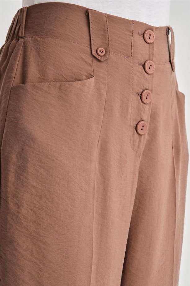 Armine Düğmeli Modal Pantolon Armine Düğmeli Modal Pantolon 24K2621 Acı Kahve
