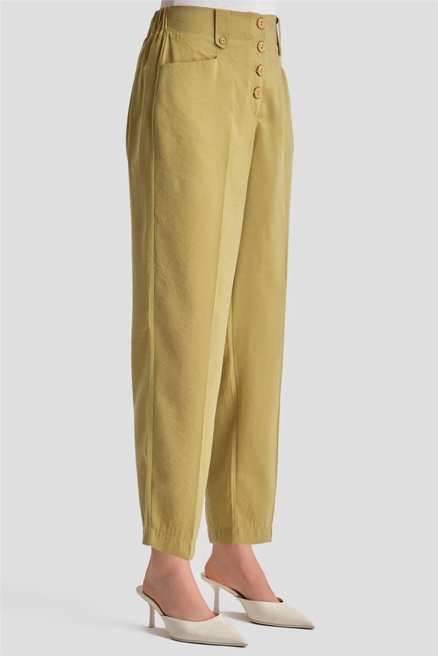 Armine Düğmeli Modal Pantolon Armine Düğmeli Modal Pantolon 24K2621 Zeytin