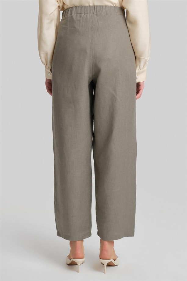 Armine Bol Keten Pantolon 24Y2625 Koyu Vizon