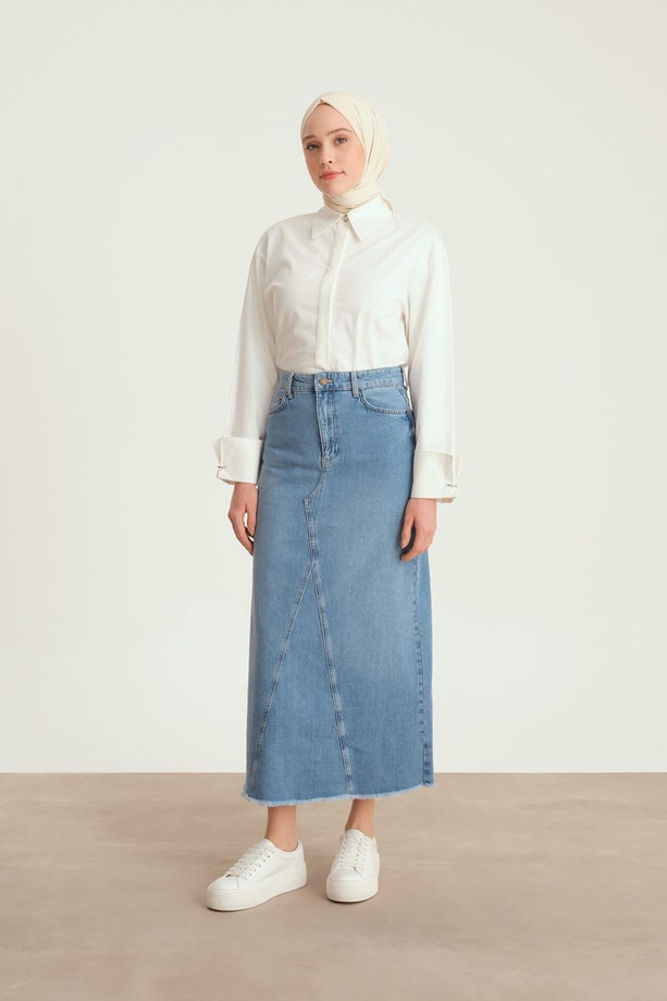 Armine Denim Etek 24YD3401 İndigo