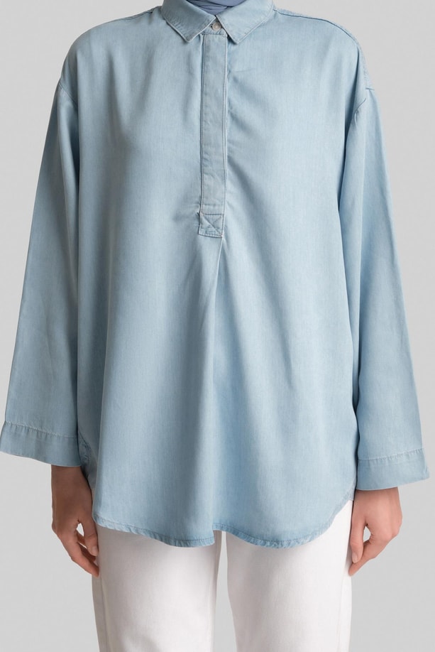 Armine Tencel  Bluz 24YD3407 Açık Mavi