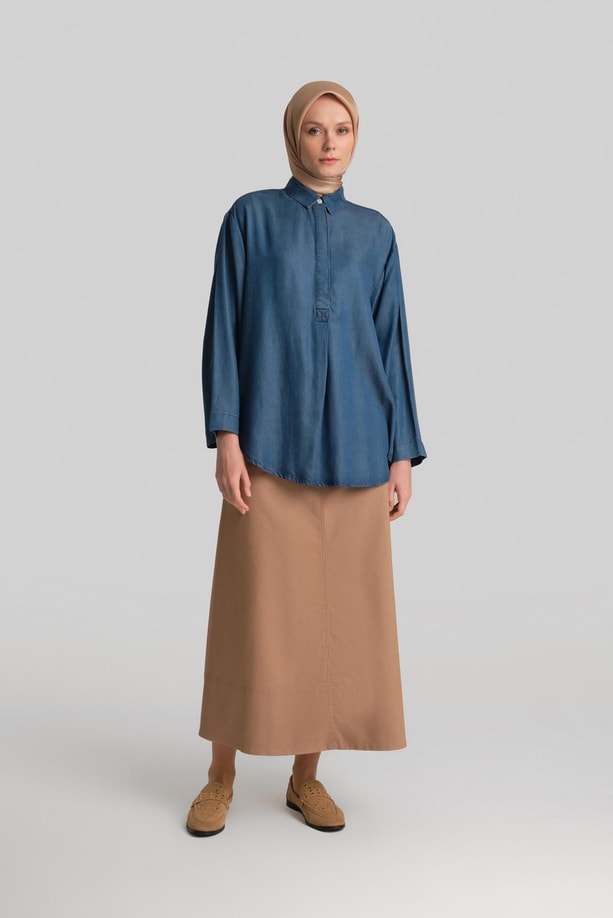 Armine Tencel  Bluz 24YD3407 Mavi