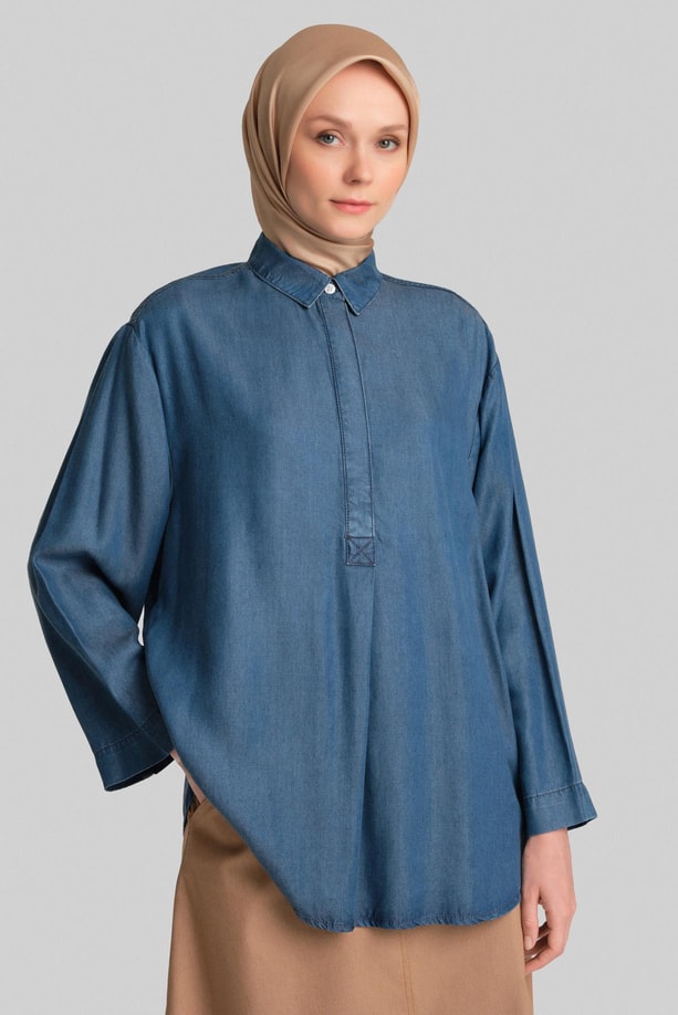 Armine Tencel  Bluz 24YD3407 Mavi