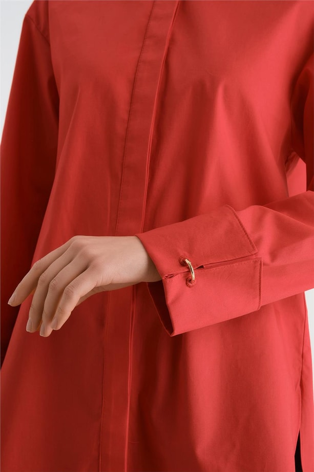 Armine Manşeti Halkalı Oversize Gömlek 24Y3520 Kiraz