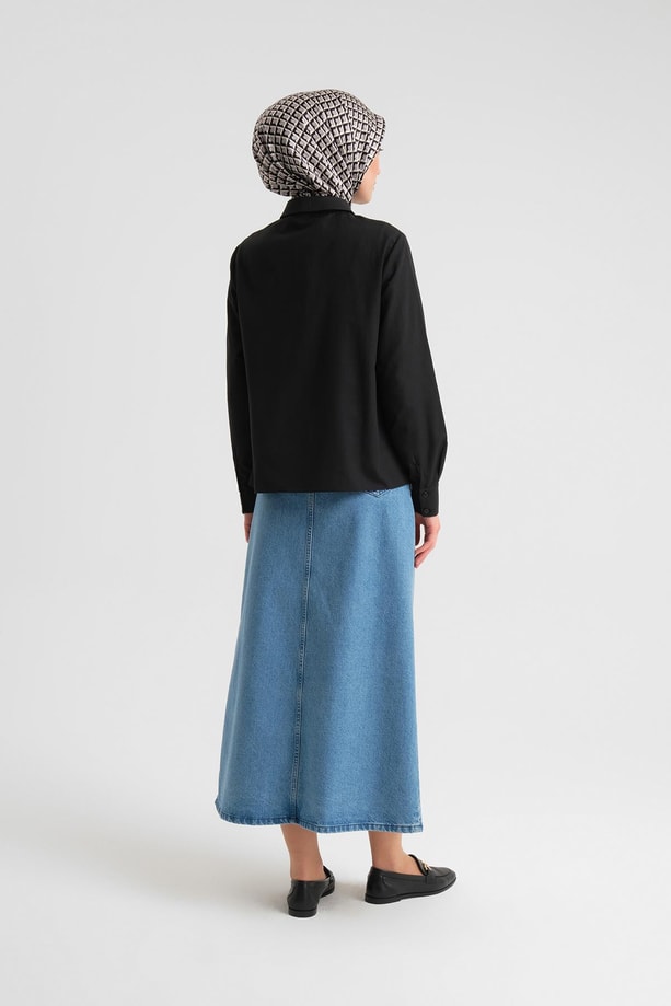 Armine Manşeti Logolu Basic Gömlek 24Y3522 Siyah