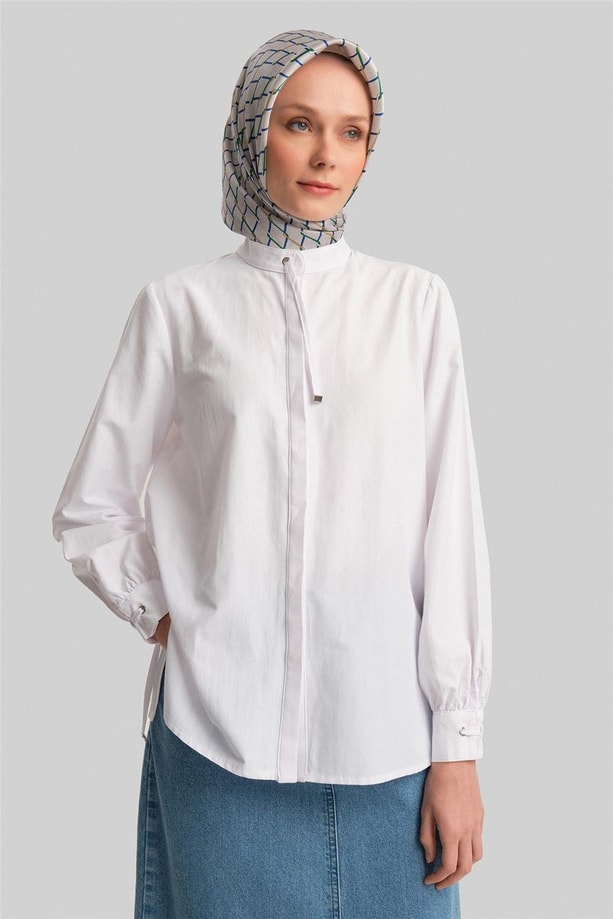 Armine Biye Detaylı Gömlek 24Y3532 Beyaz