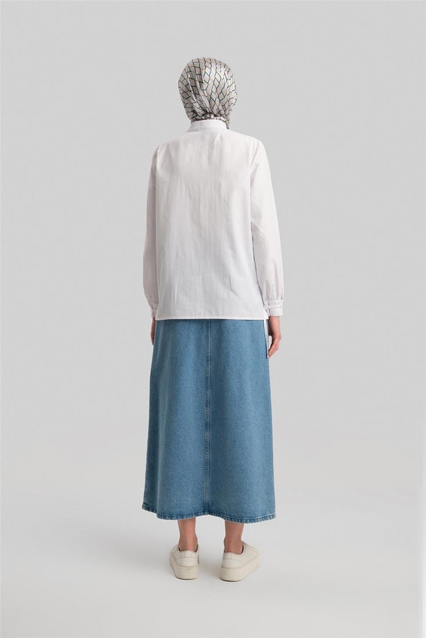 Armine Biye Detaylı Gömlek 24Y3532 Beyaz