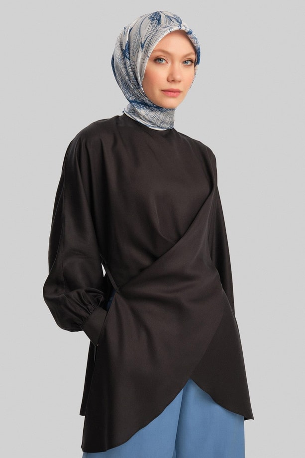 Armine Çapraz Bağlamalı Bluz 24Y3536 Siyah