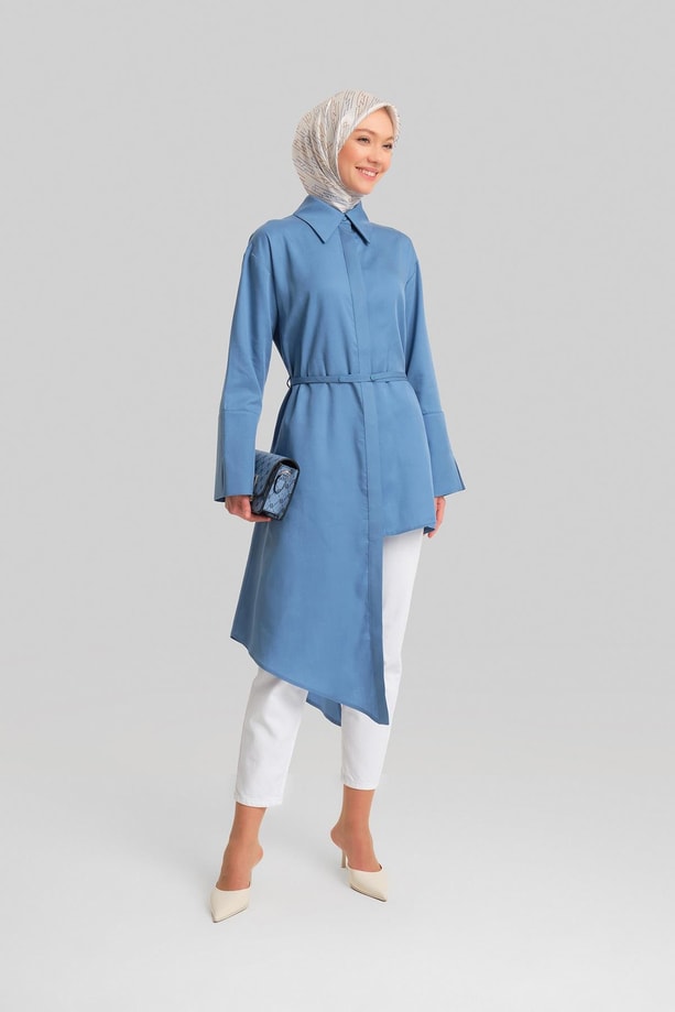 Armine Asimetrik Tunik 24Y4015 İndigo