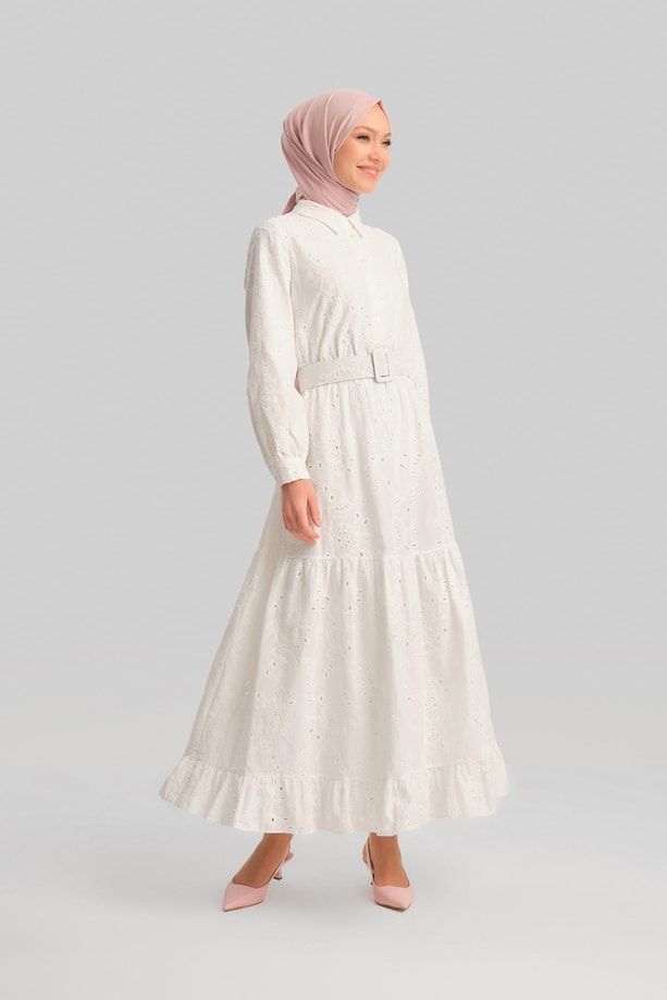 Armine Elbise 24YD4227 Beyaz