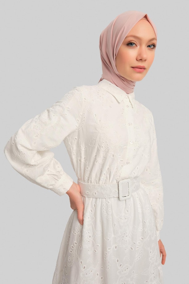 Armine Elbise 24YD4227 Beyaz