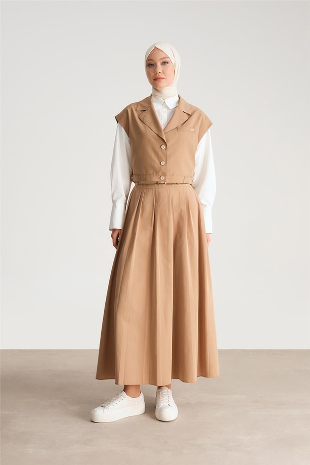 Armine Daralabilen Kısa Yelek 24Y4901 Camel