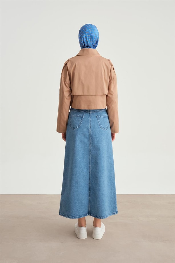 Armine Kısa Trenchcoat Tarzında Pamuk Ceketv 24Y5401 Camel