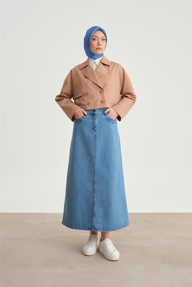 Armine Kısa Trenchcoat Tarzında Pamuk Ceketv 24Y5401 Camel