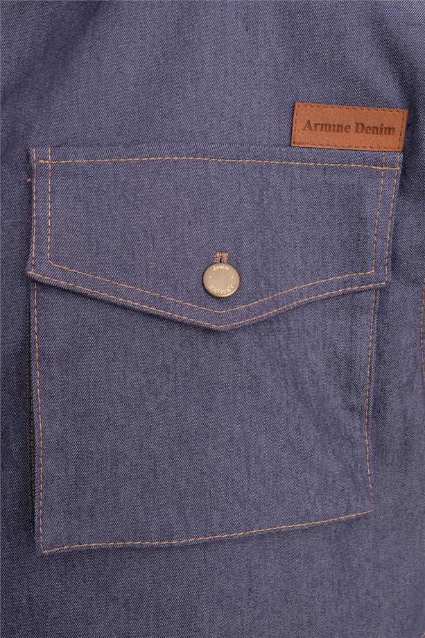 Armine Midi Boy Denim Gömlek Ceket 24Y5403 Lacivert