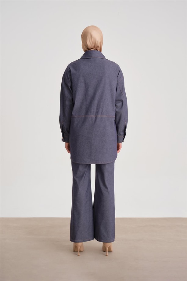 Armine Midi Boy Denim Gömlek Ceket 24Y5403 Lacivert