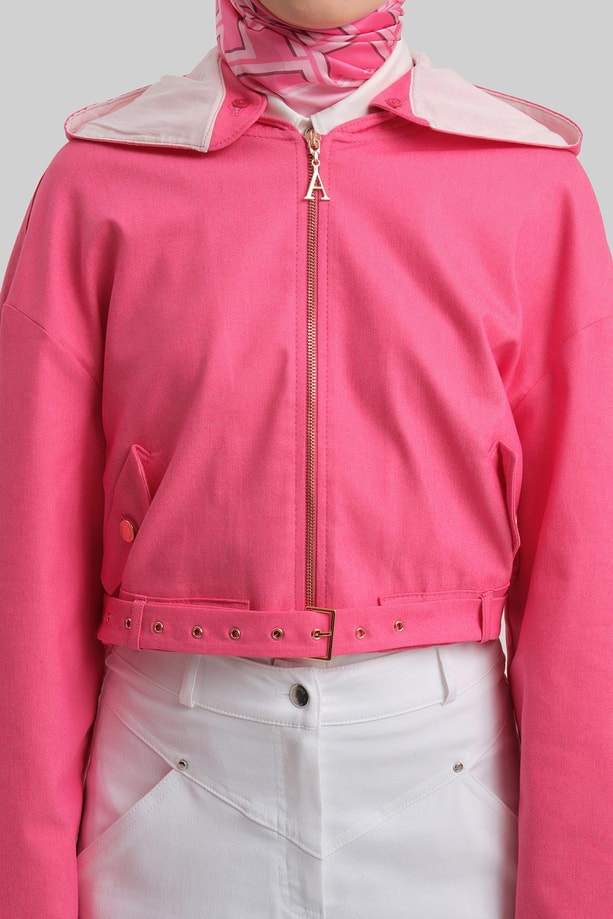 Armine Seyyar Kapüşonlu Ve Kemerli Pamuk Ceket 24Y5406 Orkide