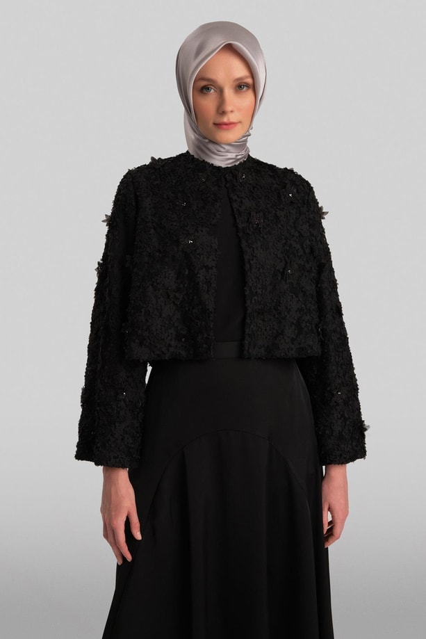 Armine Taşlı Ve Çiçekli Ceket 24Y5415 Siyah