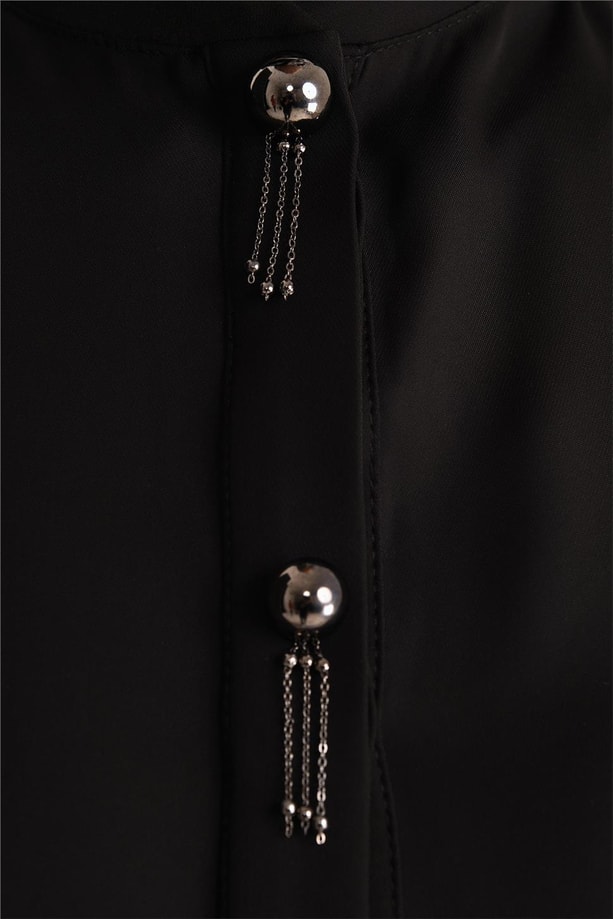 Armine Altın Aksesuarlı Oversize Abaya 24Y5501 Siyah
