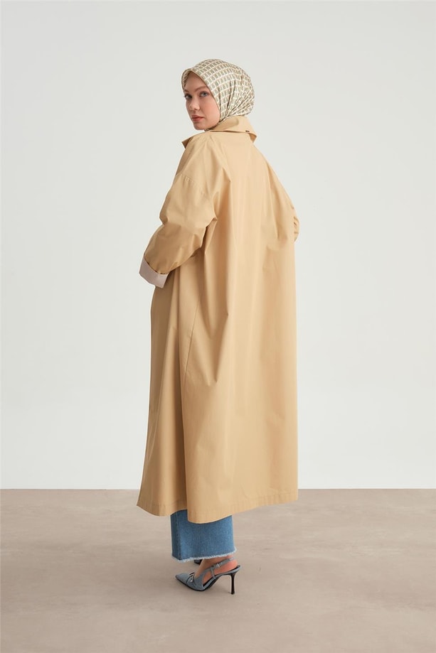 Armine Manşeti Çizgli Trençkot  24Y5502 Camel