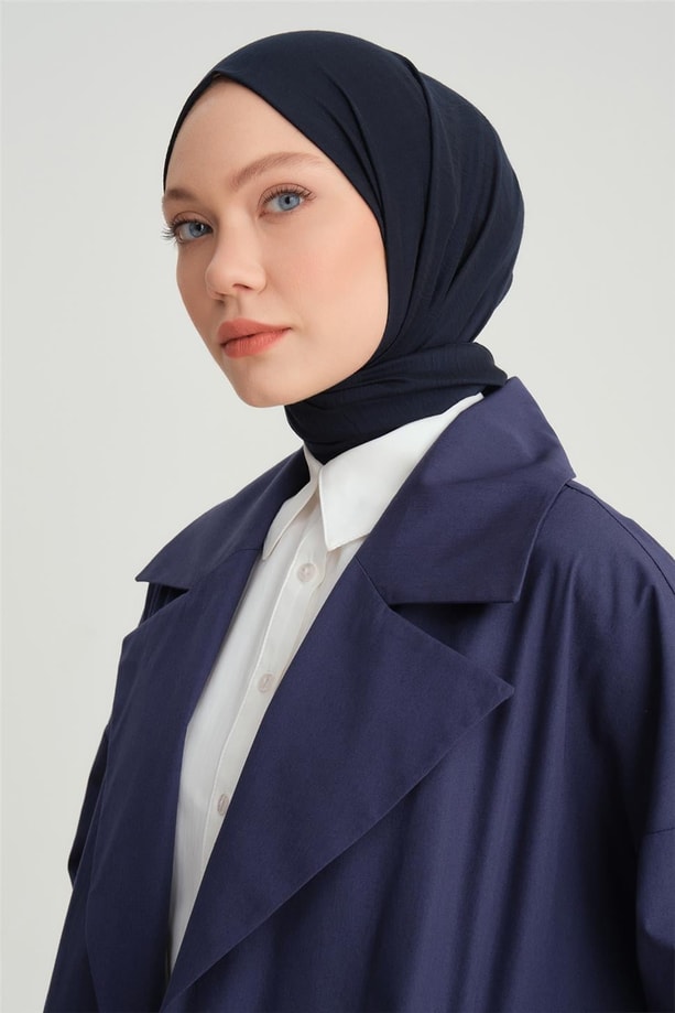 Armine Manşeti Çizgli Trençkot  24Y5502 Lacivert