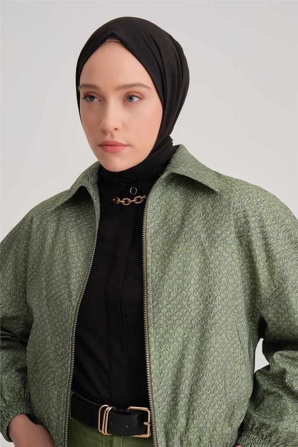 Armine Baskılı Bomber Ceket 24Y5507 Yeşil