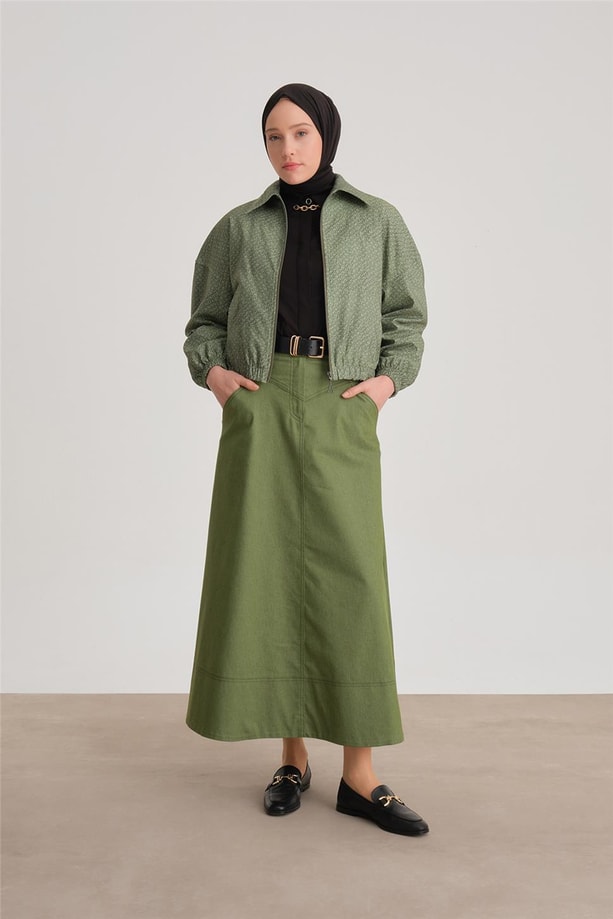 Armine Baskılı Bomber Ceket 24Y5507 Yeşil