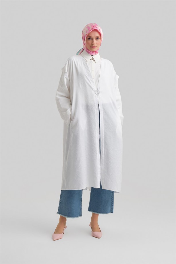Armine Omuz Pileli Oversize Giy Çık 24Y5508 Beyaz