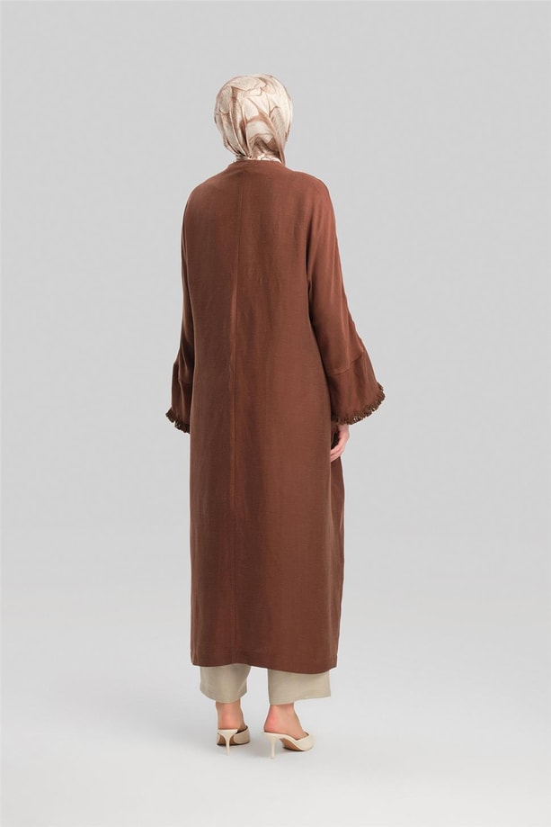 Armine Kupra Keten Abaya 24Y5510 Acı Kahve