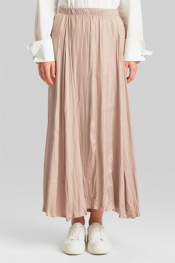 Armine Kırışık Görünümlü Pileli Etek 24YD5601 Bej