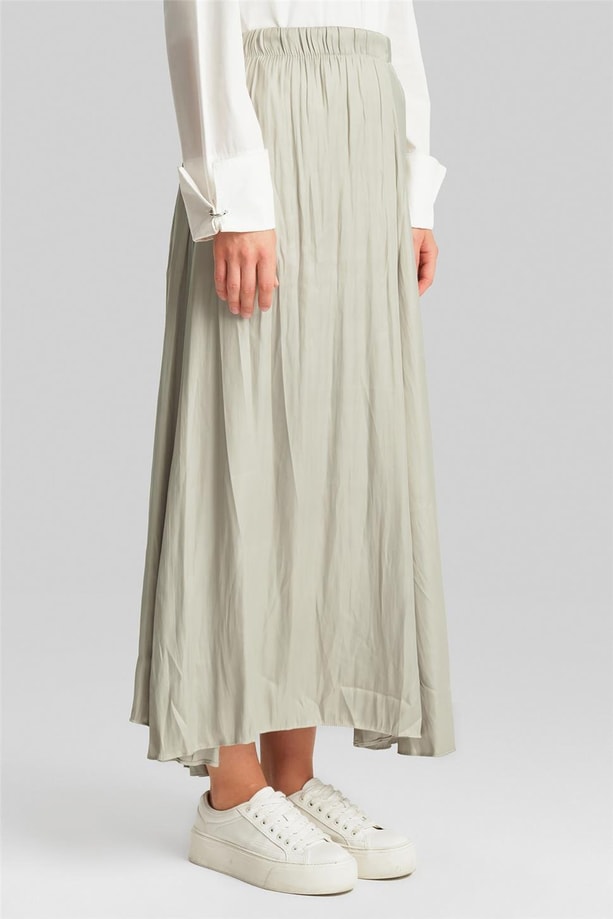 Armine Kırışık Görünümlü Pileli Etek 24YD5601 Haki