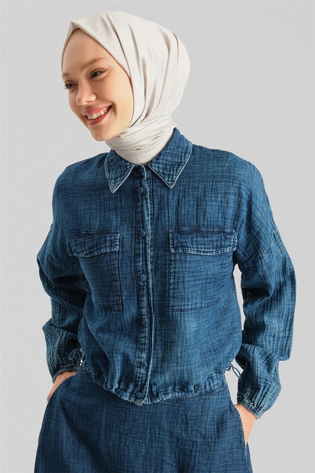 Armine Yıkamalı Etekli Takım 24Y6805 İndigo