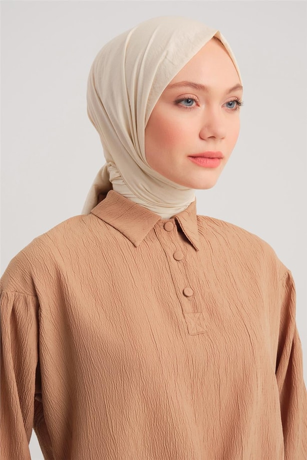 Armine Eteği Pileli Polo Yaka Takım 24Y6809 Camel