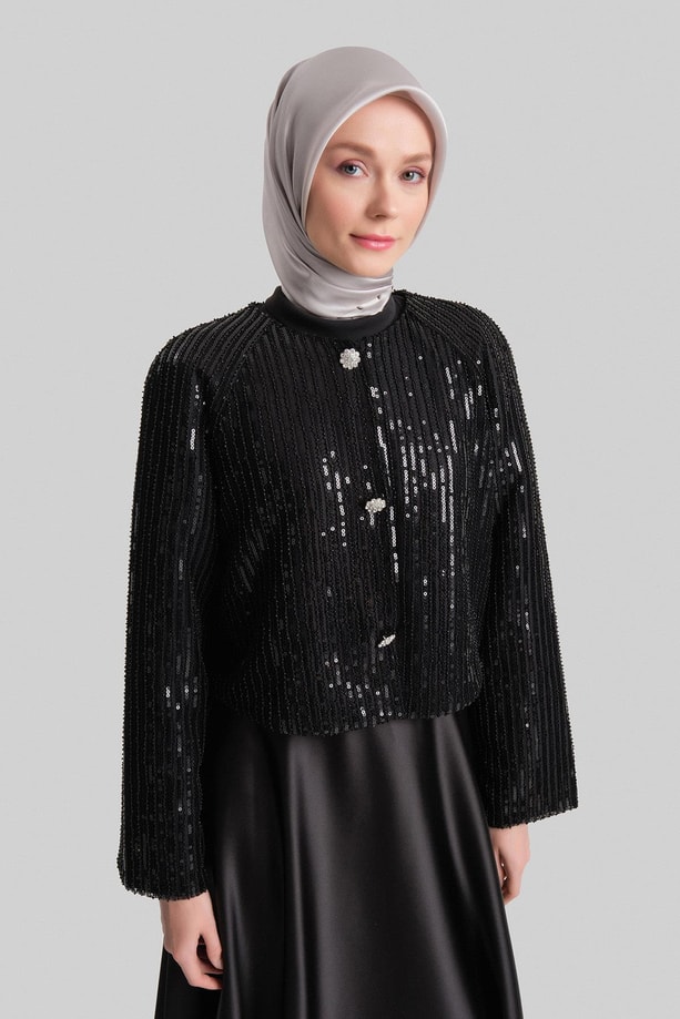 Armine Ceketi Payetli Şık Takım 24Y6817 Siyah