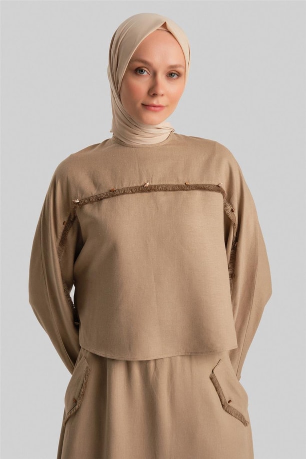 Armine Deniz Kabuklu Viskon Keten Takım 24Y6824 Bej